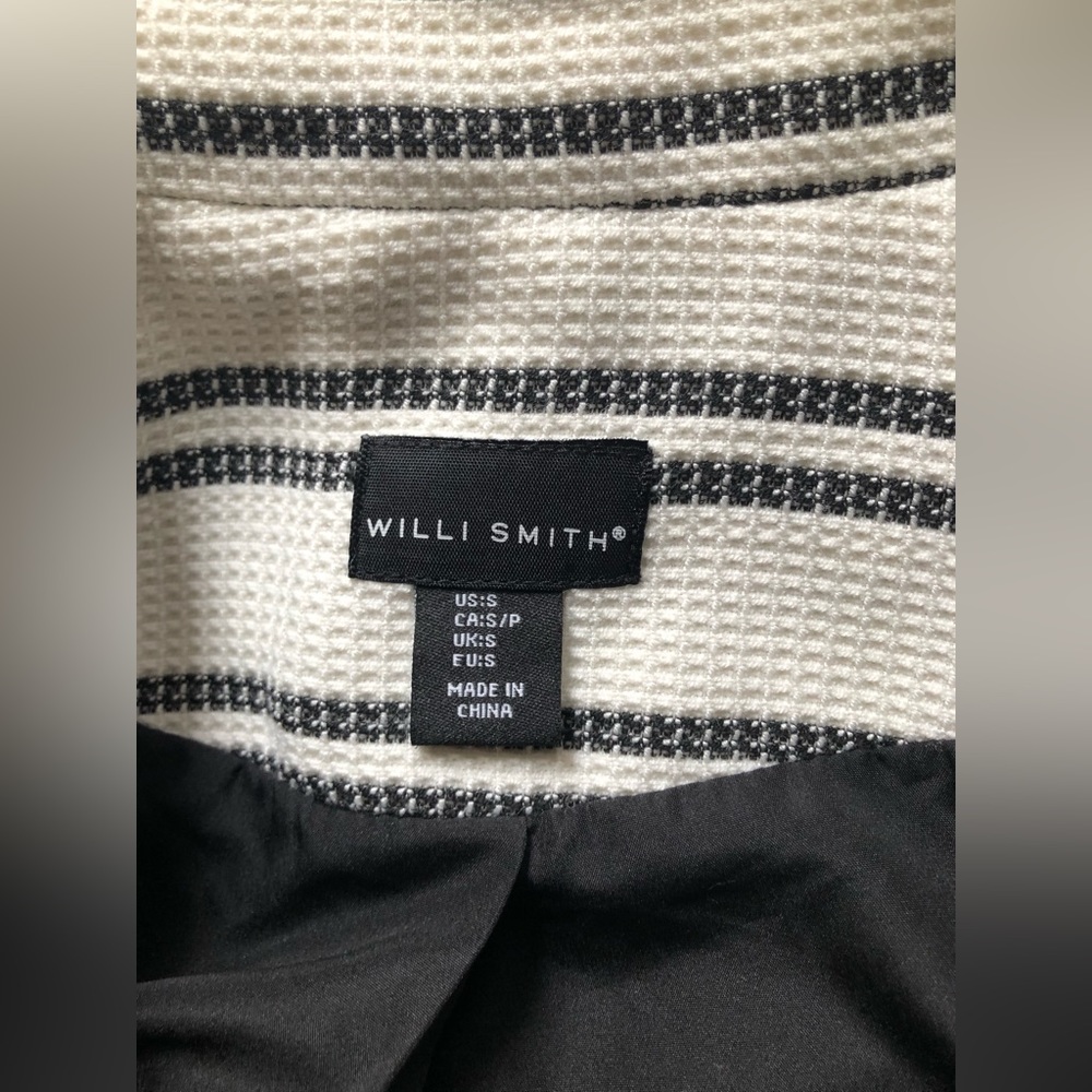 Willi Smith Women’s Long Sleeve Button White Black Stripped Jacket Size Small - Picture 12 of 13